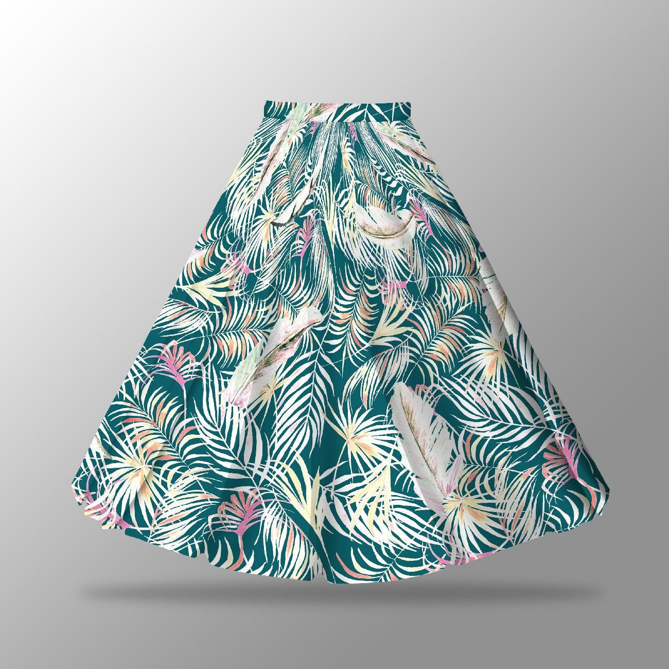 LEAVES AND FEATHERS - skirt panel "MAXI" - crepe