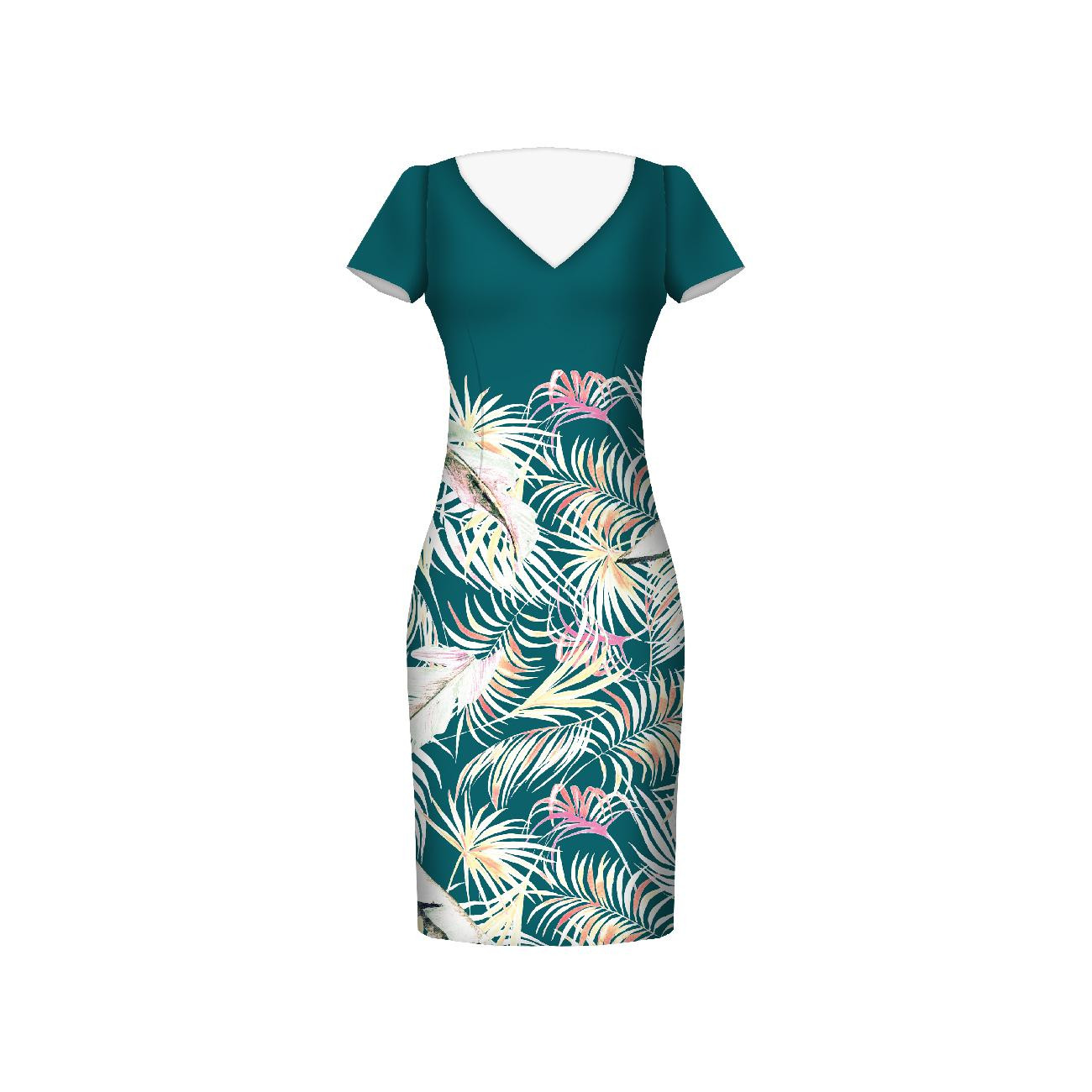 LEAVES AND FEATHERS - dress panel crepe