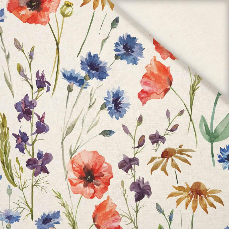 FIELD FLOWERS / ecru - Linen with viscose