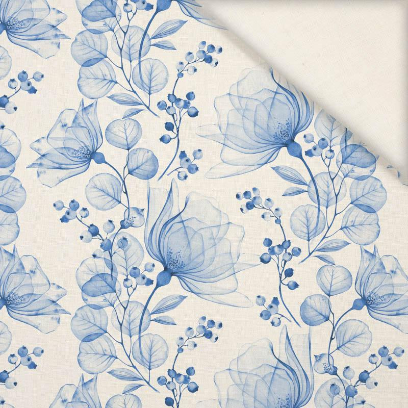 FLOWERS pattern no. 4 (classic blue) - Linen with viscose