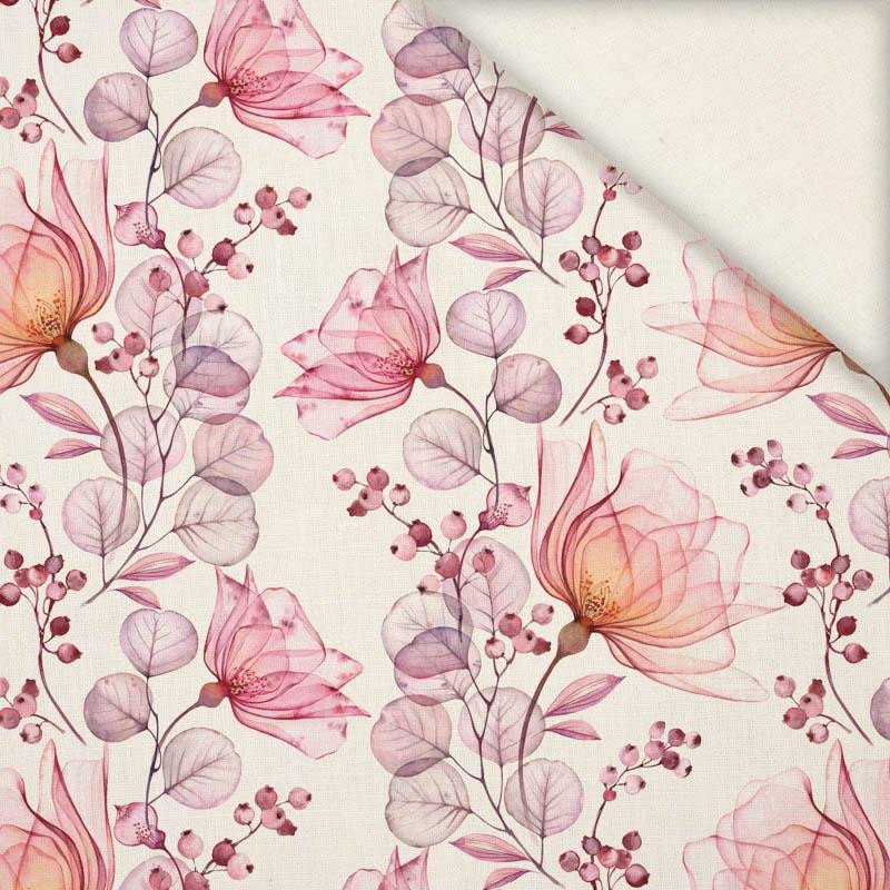 FLOWERS pattern no. 4 (pink) - Linen with viscose