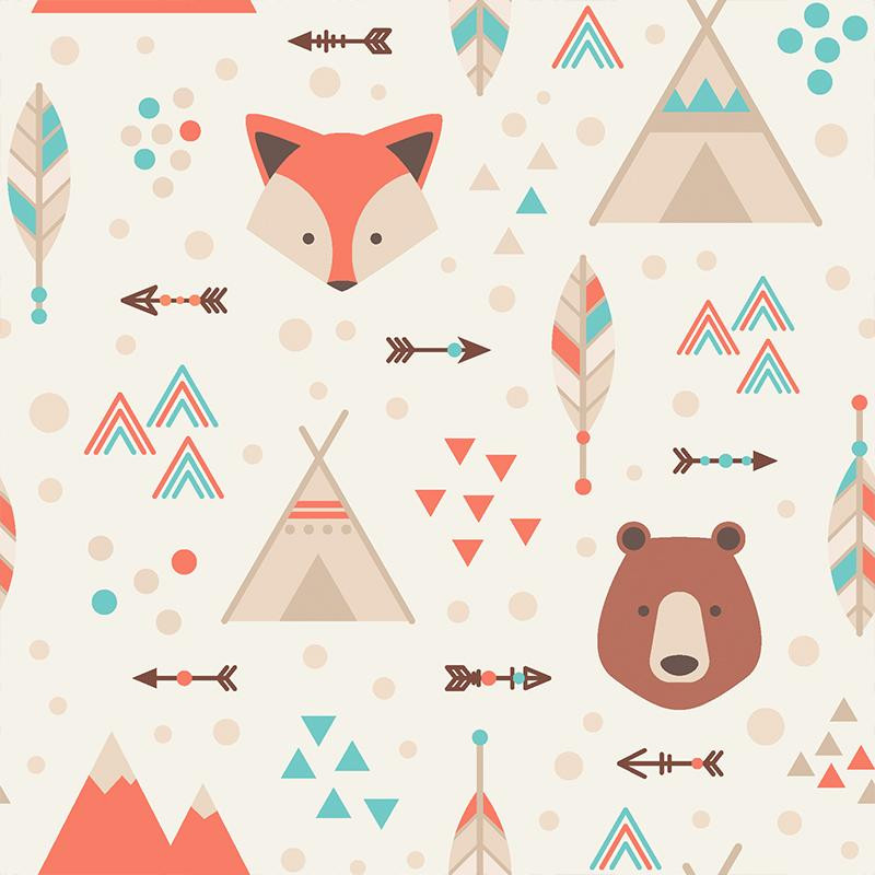 FOXES AND BEARS - Cotton woven fabric