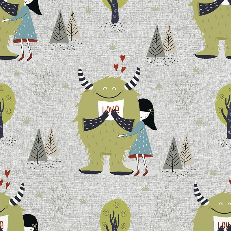 MY MONSTER FRIEND - Cotton woven fabric