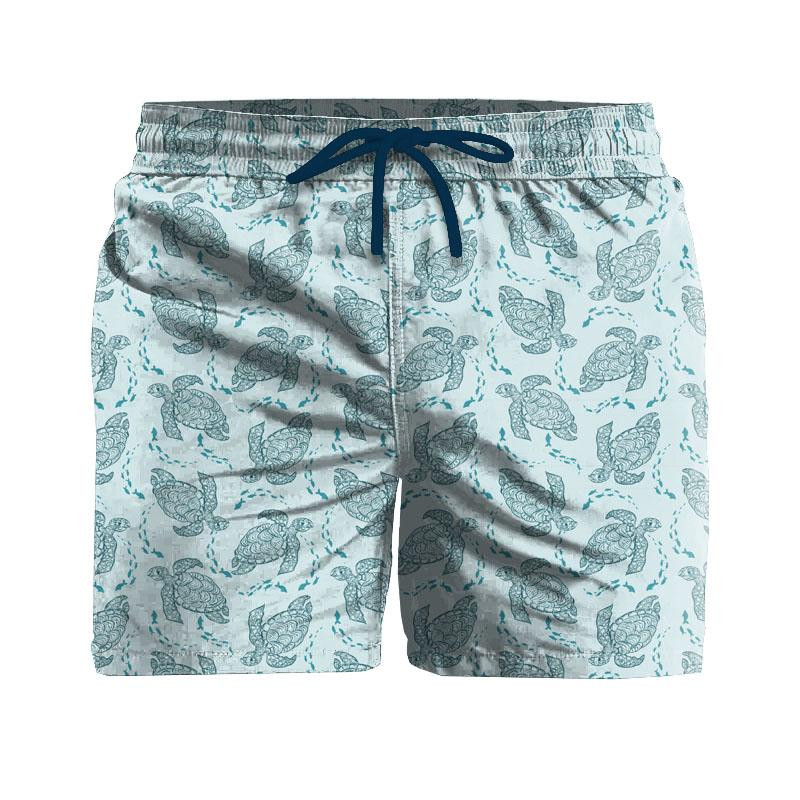 Men's swim trunks - TURTLES AND SHOAL (BLUE PLANET) - sewing set