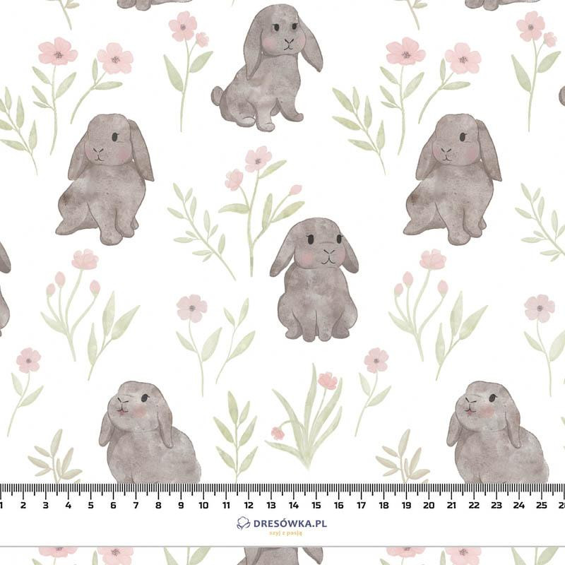 GREY BUNNIES pat. 3 (PASTEL BUNNIES) - single jersey with elastane 