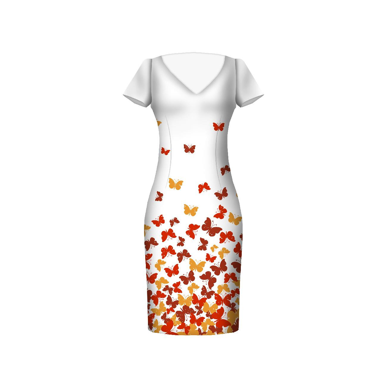 BUTTERFLIES AURORA RED - dress panel crepe