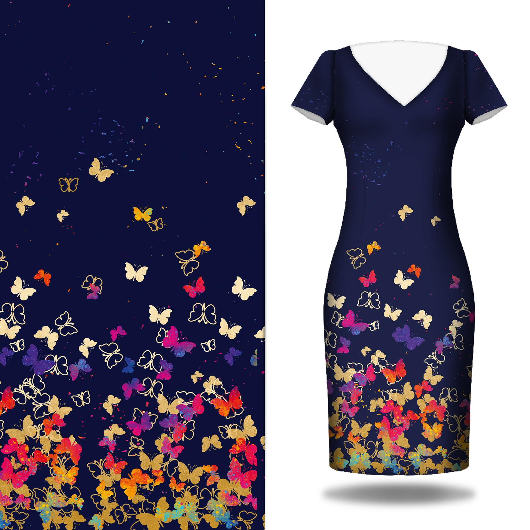 BUTTERFLIES / colorful - dress panel crepe