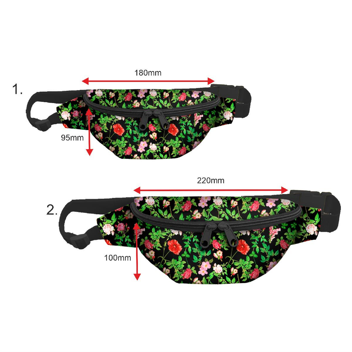 HIP BAG - MINI ROSES AND LEAVES (PARADISE GARDEN) / Choice of sizes