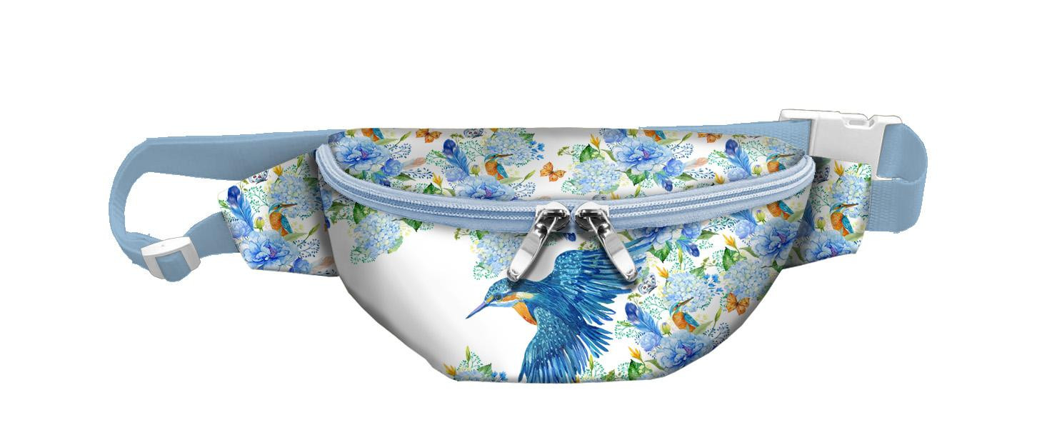 HIP BAG - KINGFISHERS AND LILACS (KINGFISHERS IN THE MEADOW) / white / Choice of sizes