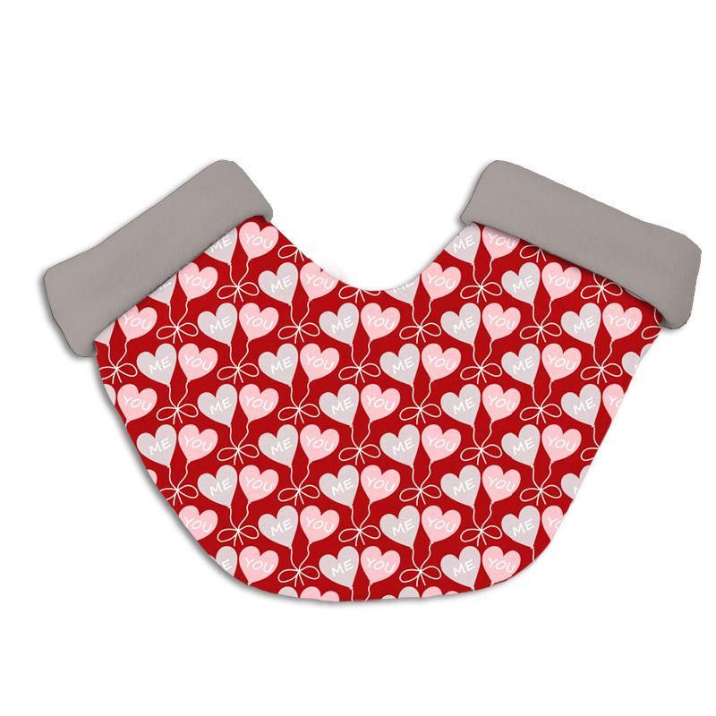 Lined glove for a couple - HEARTS (BALLOONS) / red (VALENTINE'S HEARTS)