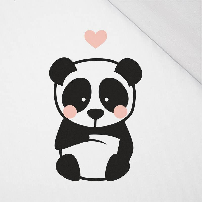 PANDA / PALE PINK size "S" 30x45 cm - white (front)  - SINGLE JERSEY PANEL 