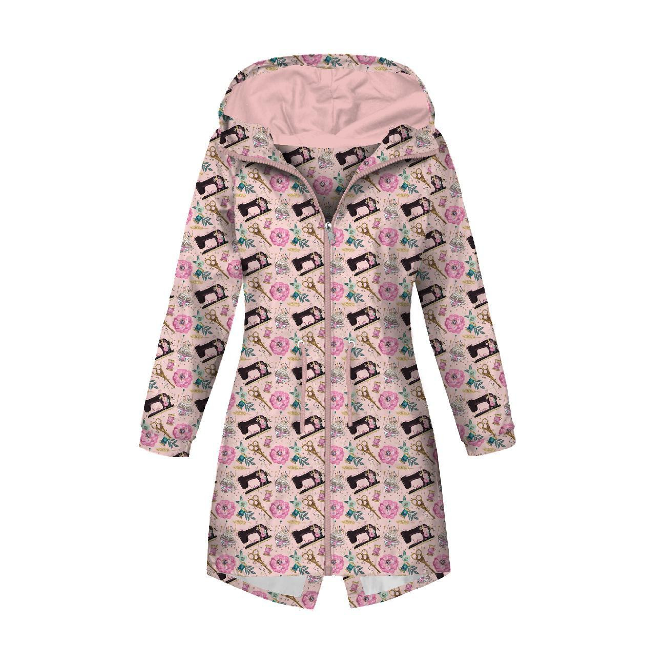 WOMEN'S PARKA PANEL (ANNA) - RETRO SEWING MACHINES pat. 1 / pink  - softshell L