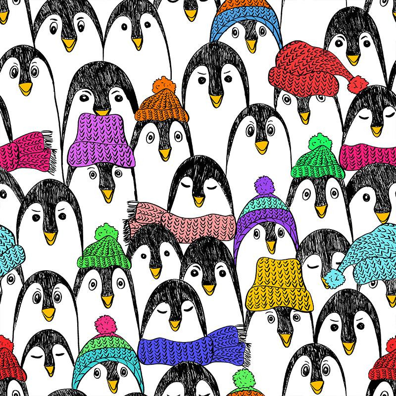 PENGUINS IN SCARVES - Cotton woven fabric