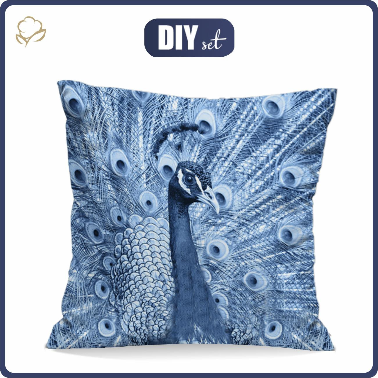 PILLOW 45X45 - PEACOCK (CLASSIC BLUE) - Cotton woven fabric - sewing set