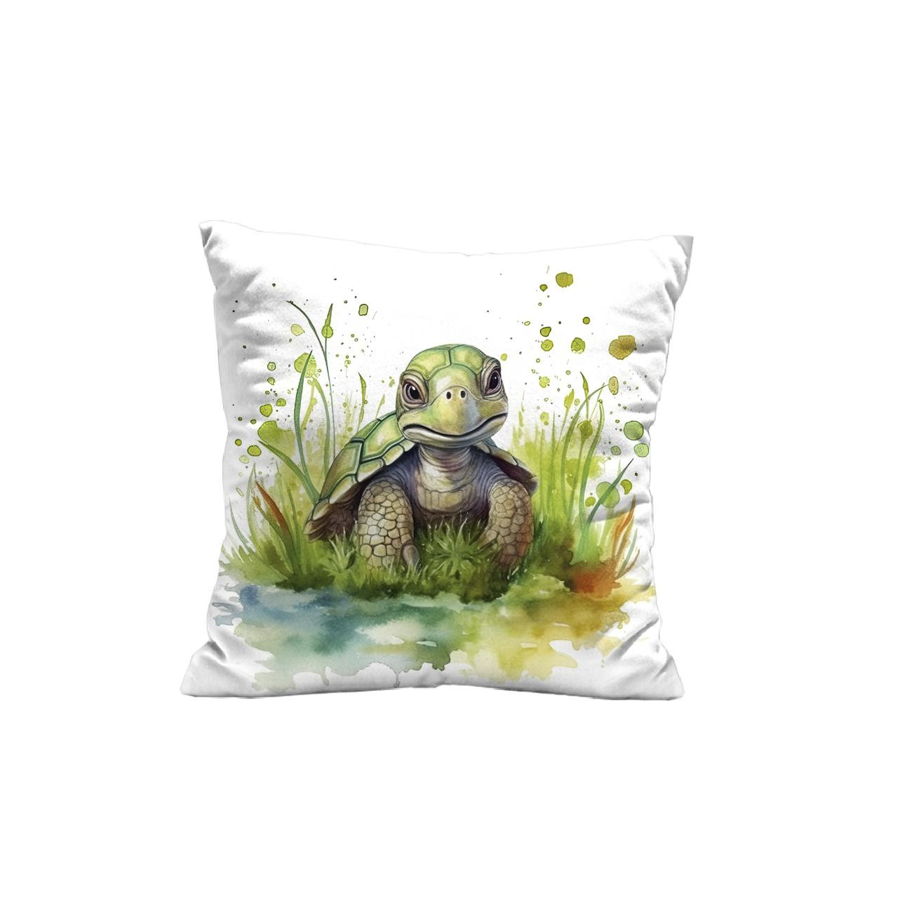 PILLOW 45X45 - WATERCOLOR TORTOISE - Cotton woven fabric - sewing set