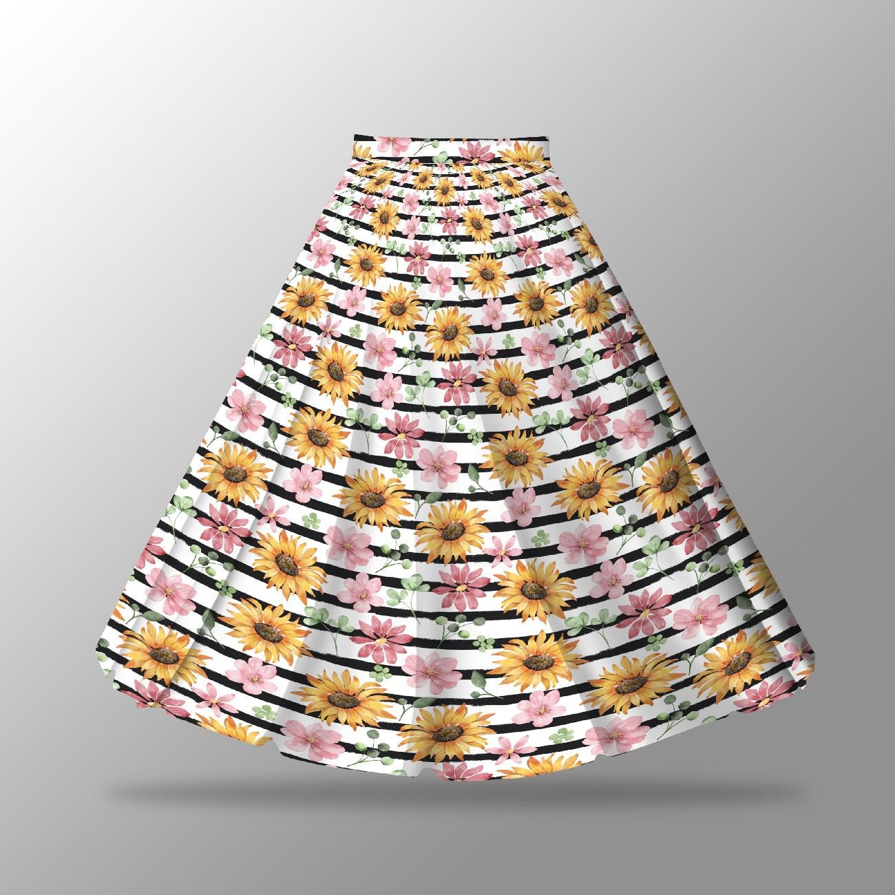 SUNFLOWERS / stripes - skirt panel "MAXI" - crepe