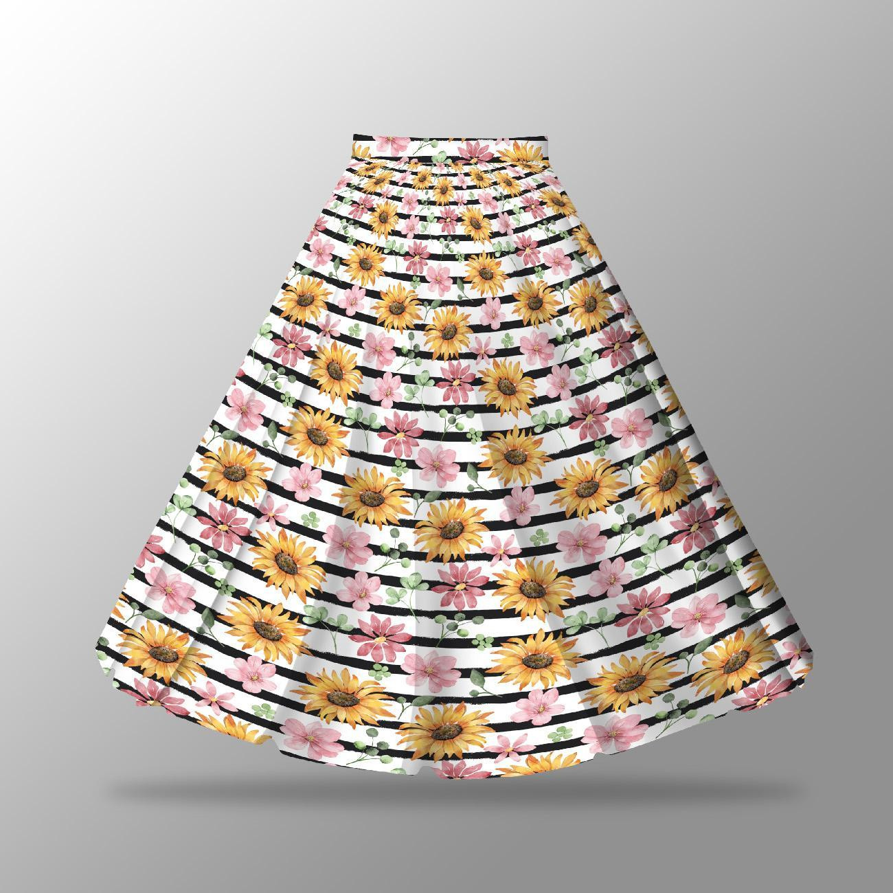 SUNFLOWERS / stripes - skirt panel "MAXI"