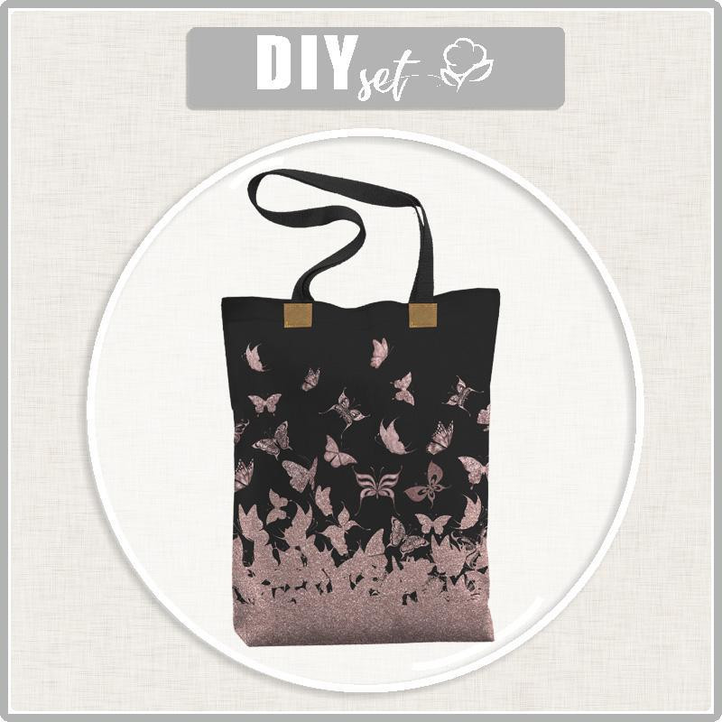 SHOPPER BAG - BUTTERFLIES MIX PAT. 5 (GLITTER BUTTERFLIES) - sewing set