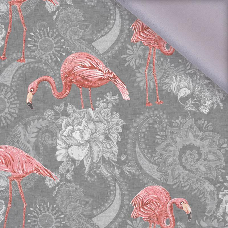 FLAMINGOS AND ROSES / grey - softshell