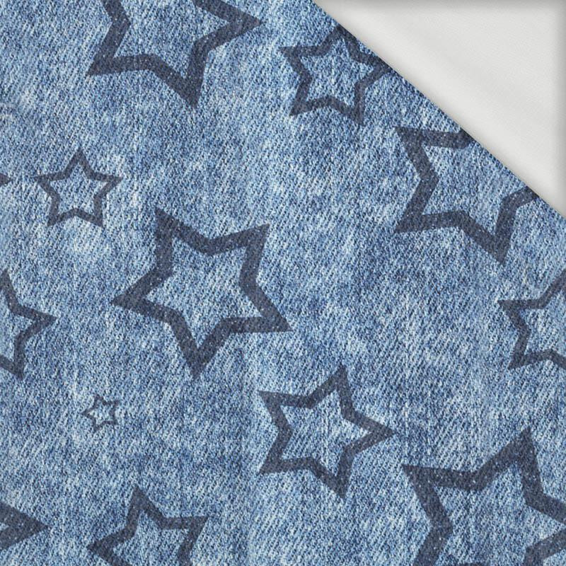 DARK BLUE STARS (CONTOUR) / vinage look jeans dark blue - looped knit fabric