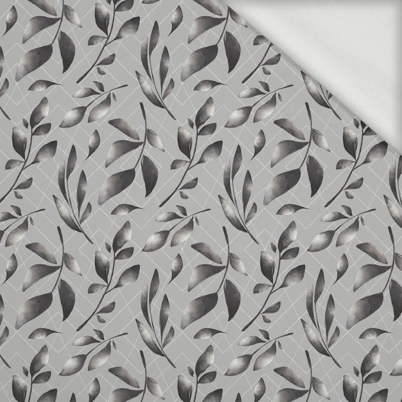  LEAVES pat. 14 / grey - looped knit fabric