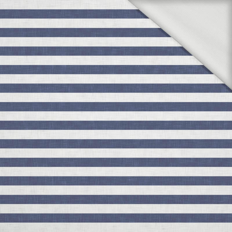 STRIPES 1x1 - acid white/ acid navy - looped knit fabric