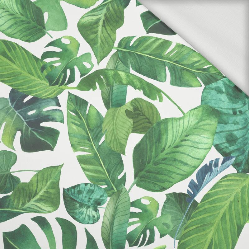 TROPICAL LEAVES pat. 2 / white - looped knit fabric