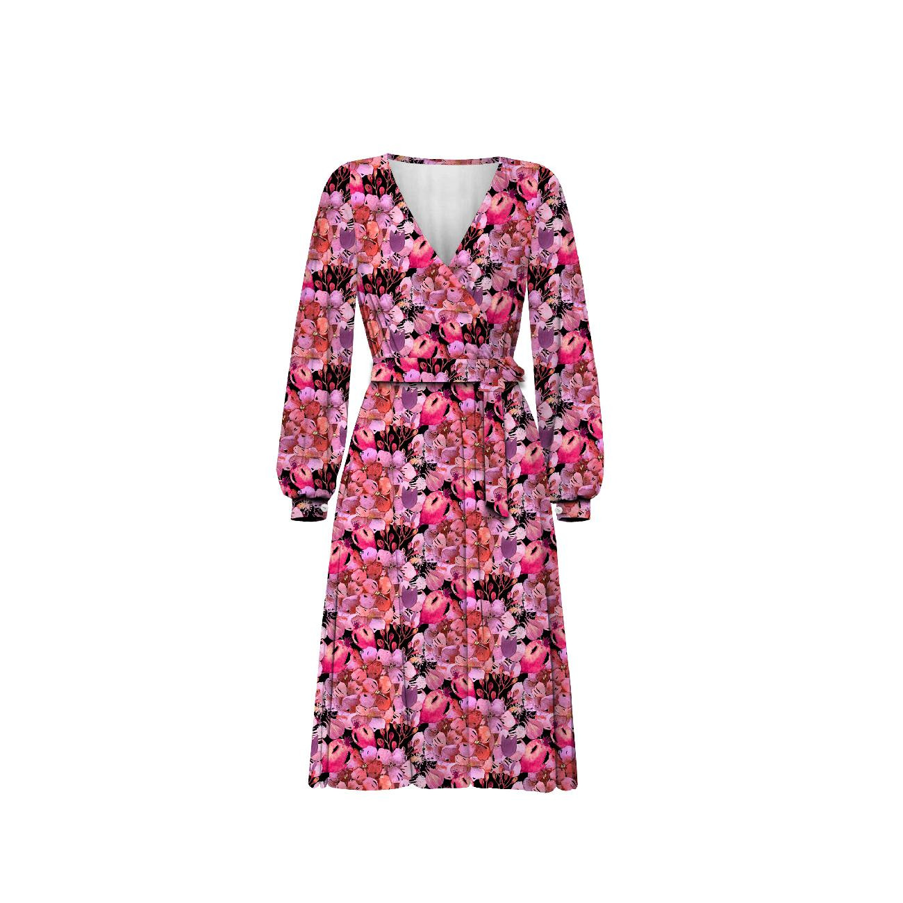 WRAP MIDI DRESS (BIANCA) - FLOWERS MIX (IN THE MEADOW) - sewing set