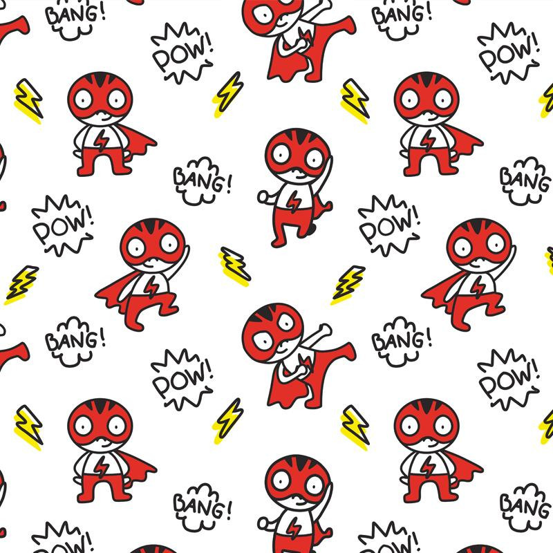 SUPERHERO / red - white - Cotton woven fabric