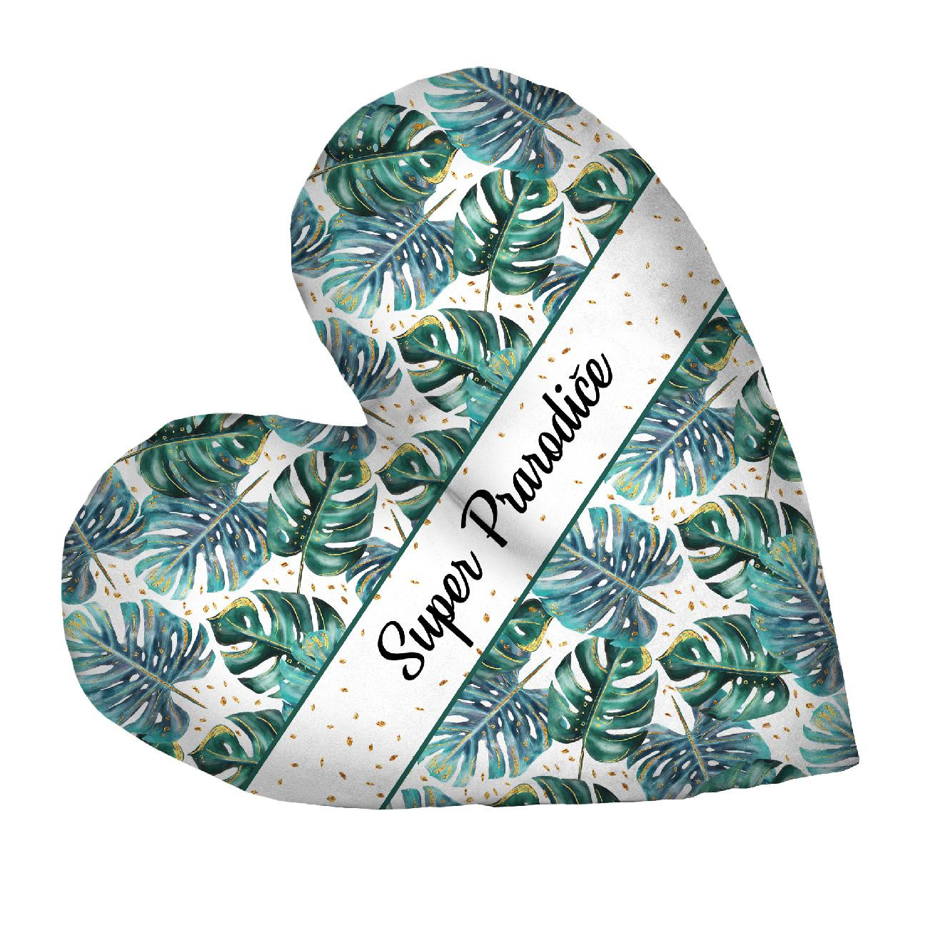 DECORATIVE PILLOW HEART - Super Prarodiče / MONSTERA pat. 4 / white