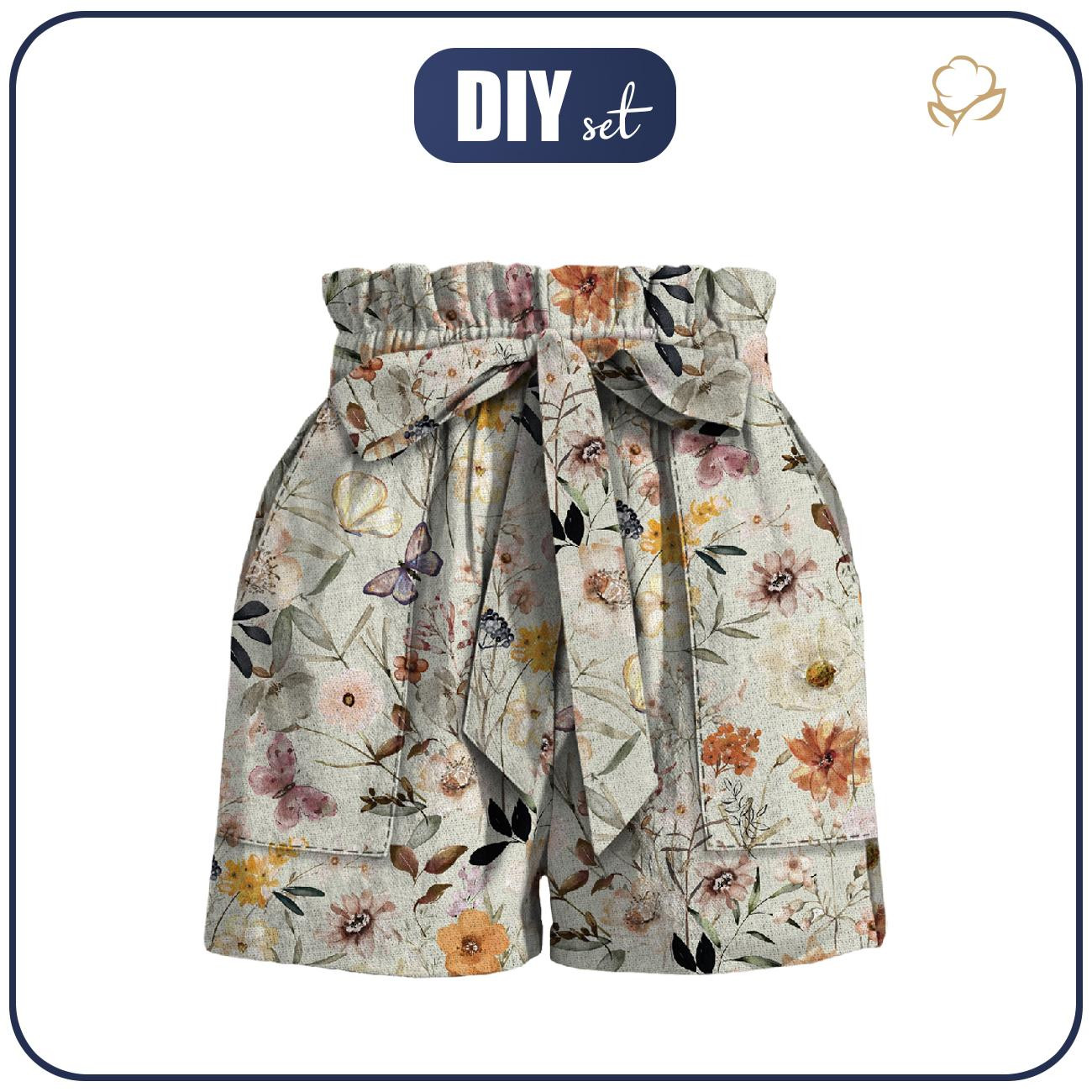 PAPERBAG SHORTS - FLOWERS MIX pat. 3 - sewing set