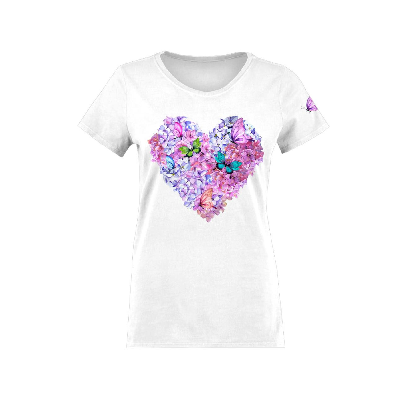 WOMEN’S T-SHIRT - HEART FLOWERS / white - sewing set