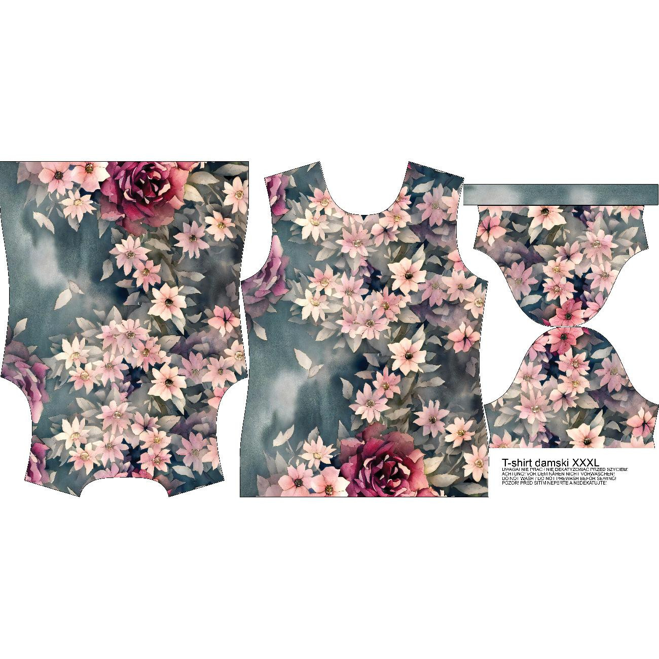 WOMEN’S T-SHIRT - VINTAGE FLOWERS pat. 1 - sewing set