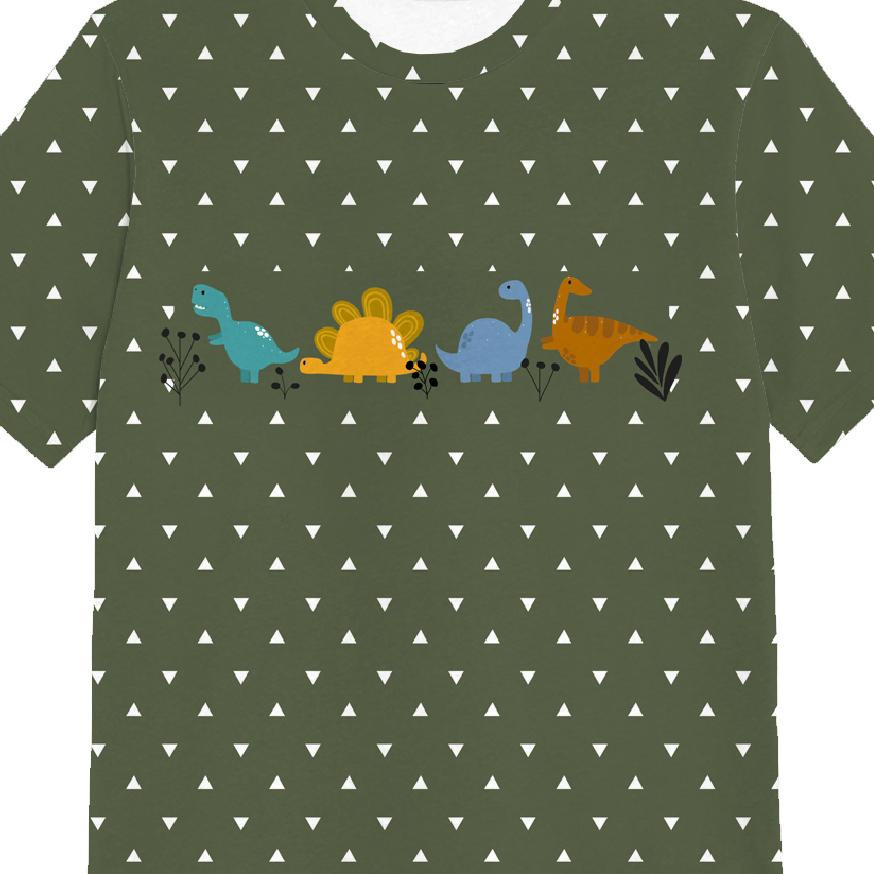 KID’S T-SHIRT - COLORFUL DINOSAURS - single jersey ITY