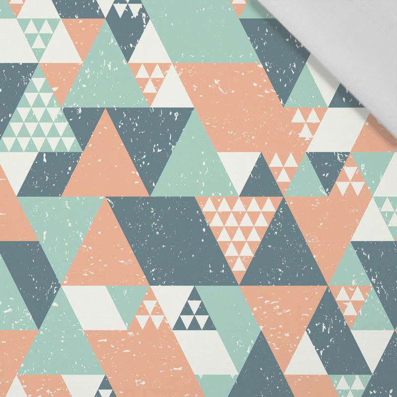 TRIANGLES / salmon pink - Cotton woven fabric
