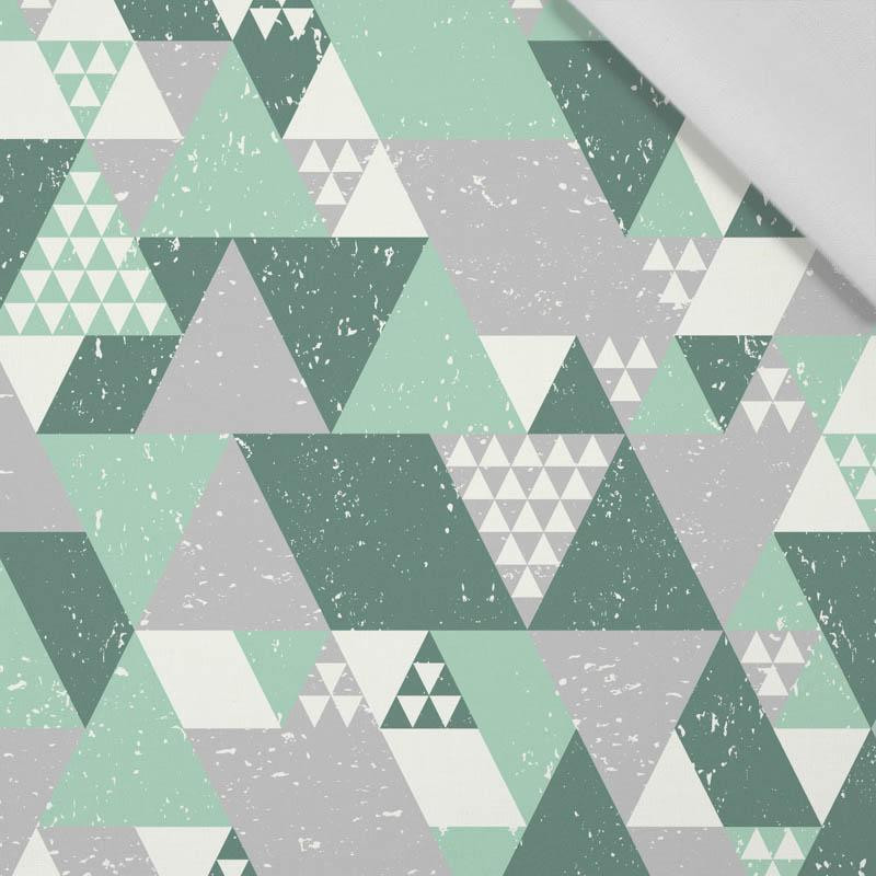 TRIANGLES / green - Cotton woven fabric