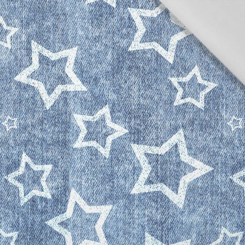 WHITE STARS (CONTOUR) / vinage look jeans dark blue - Cotton woven fabric