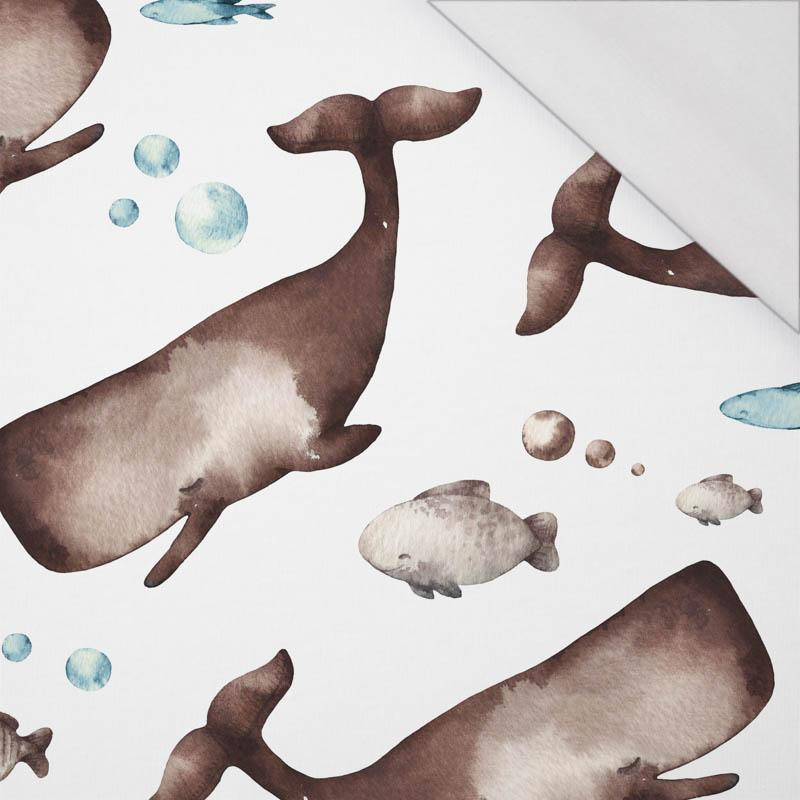 BROWN WHALES (THE WORLD OF THE OCEAN)  - single jersey with elastane 