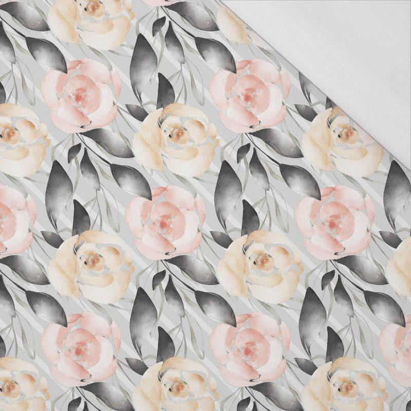 FLOWERS AND LEAVES pat. 5 / grey - single jersey with elastane 