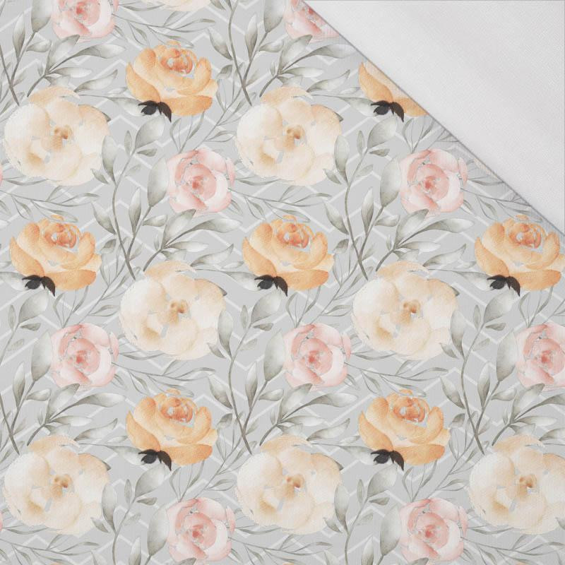 FLOWERS AND LEAVES pat. 7 / grey - single jersey with elastane 