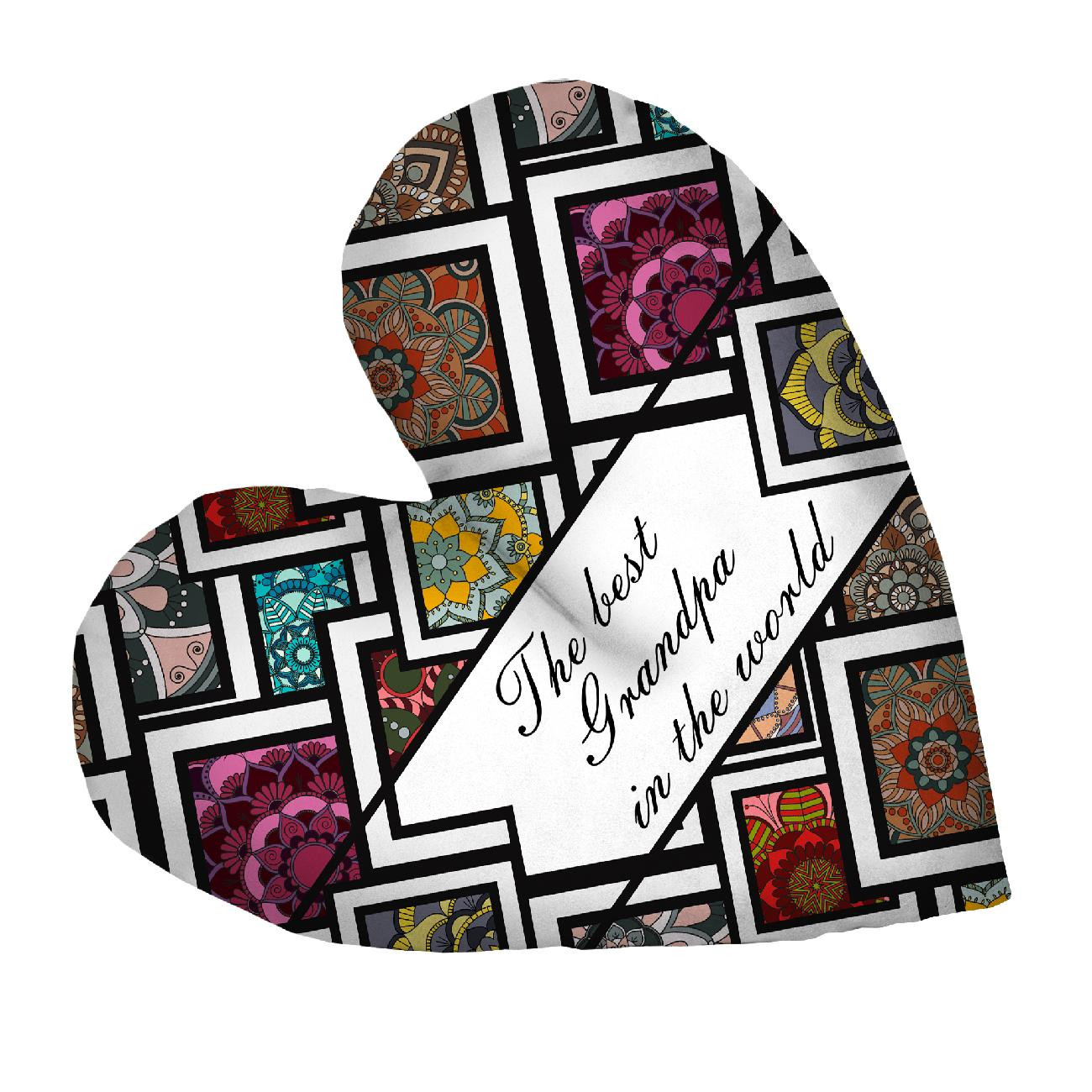 DECORATIVE PILLOW HEART - The Best Grandpa in the World / STAINED GLASS