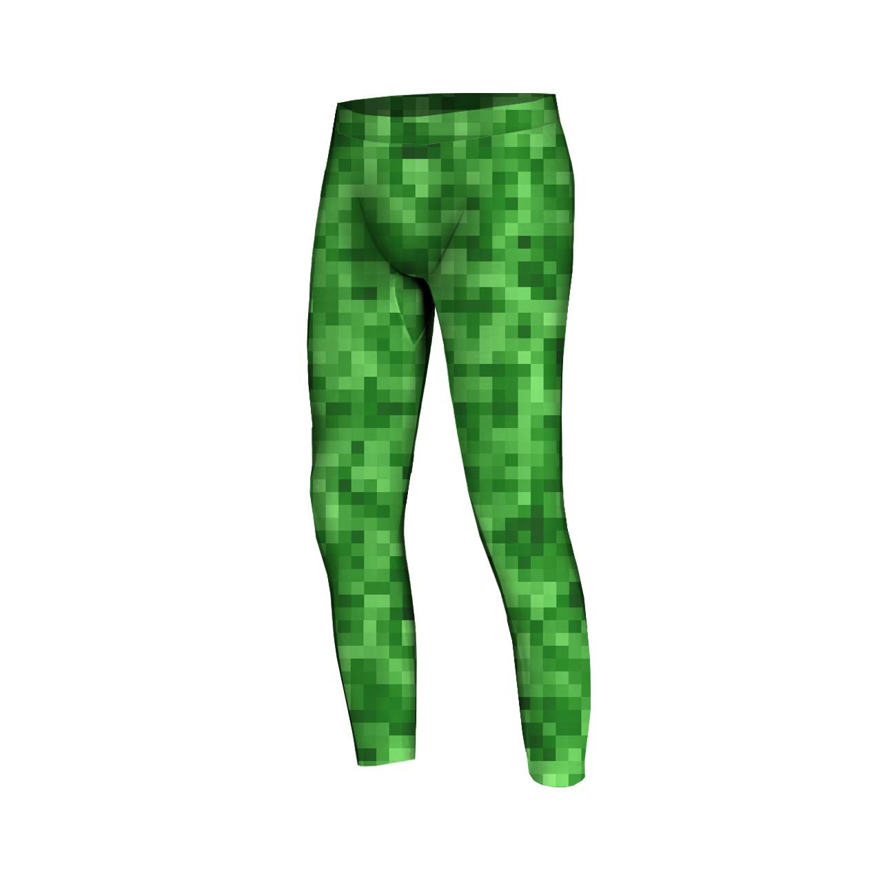 BOY'S THERMO LEGGINGS (HUGO) - PIXELS pat. 2 / green - sewing set