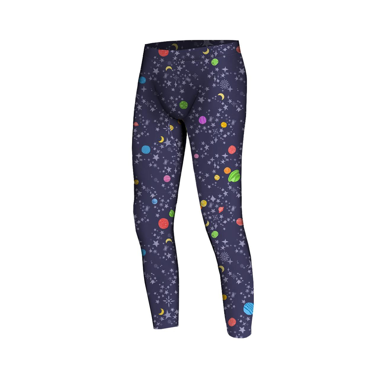 BOY'S THERMO LEGGINGS (HUGO) - PLANETS AND STARS ( GALAXY ) / dark blue -  sewing set - Sets and sewing patterns - Dresówka.pl