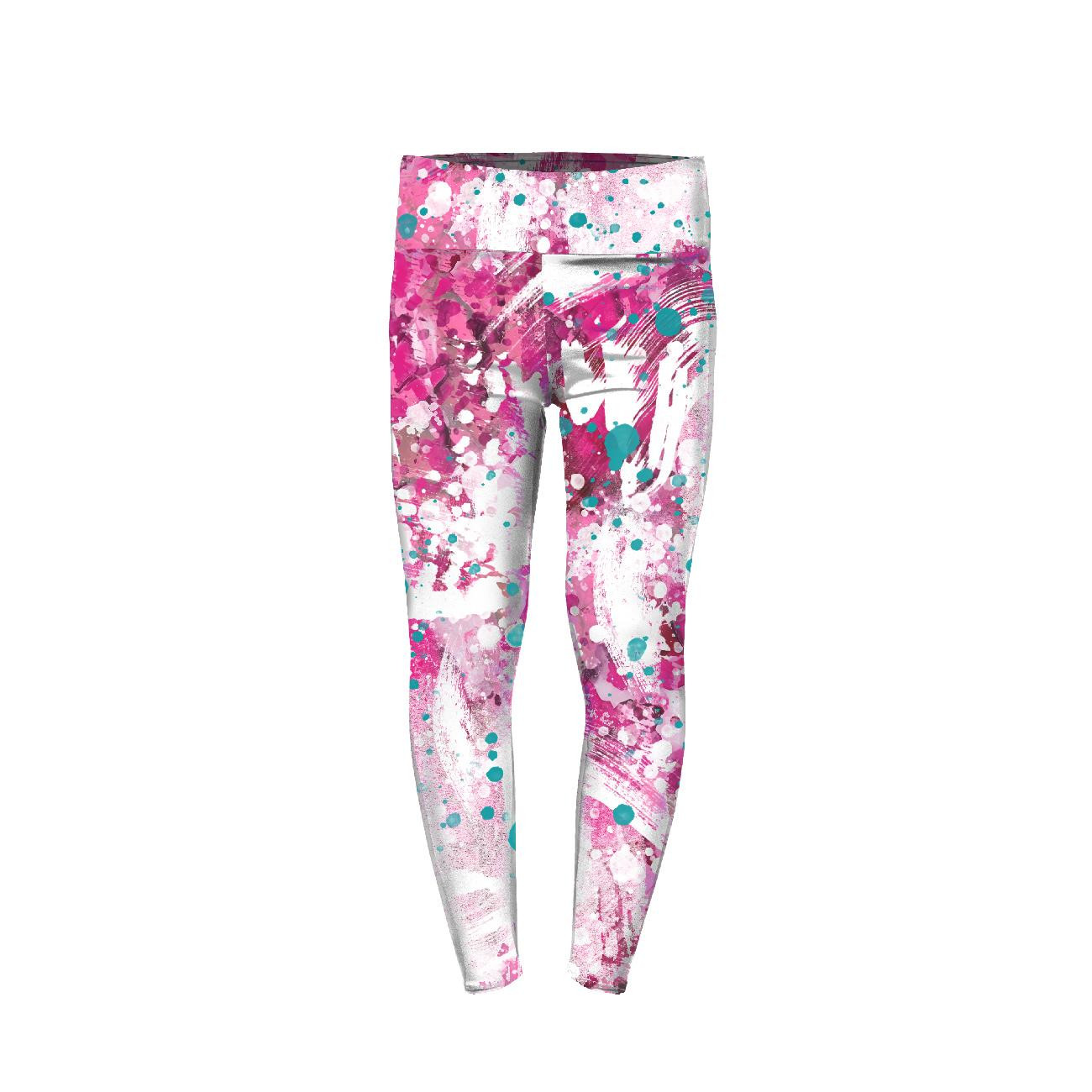 GIRLS THERMO LEGGINGS (DORA) - PINK SPLATTER - sewing set