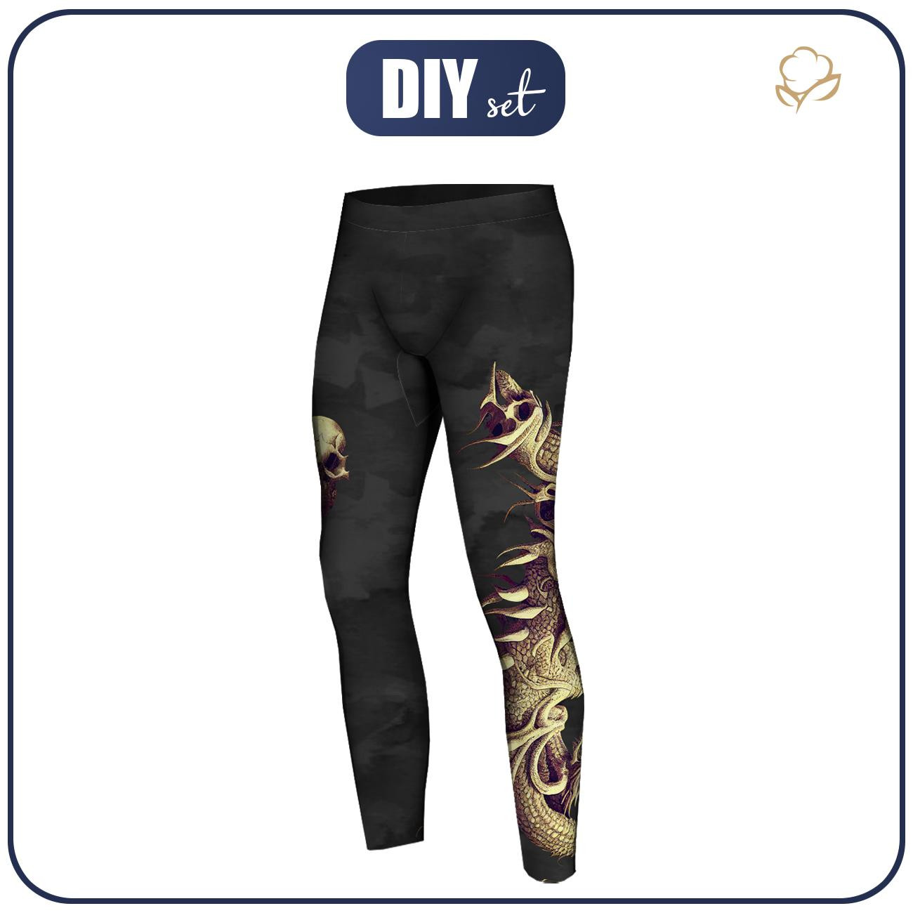 MEN’S THERMO LEGGINGS (JACK) - DRAGON SKULLS PAT. 2 - sewing set