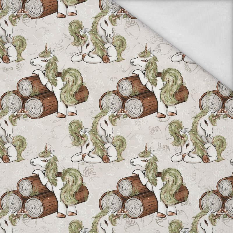 FOREST UNICORNS pat. 1 / beige - Waterproof woven fabric