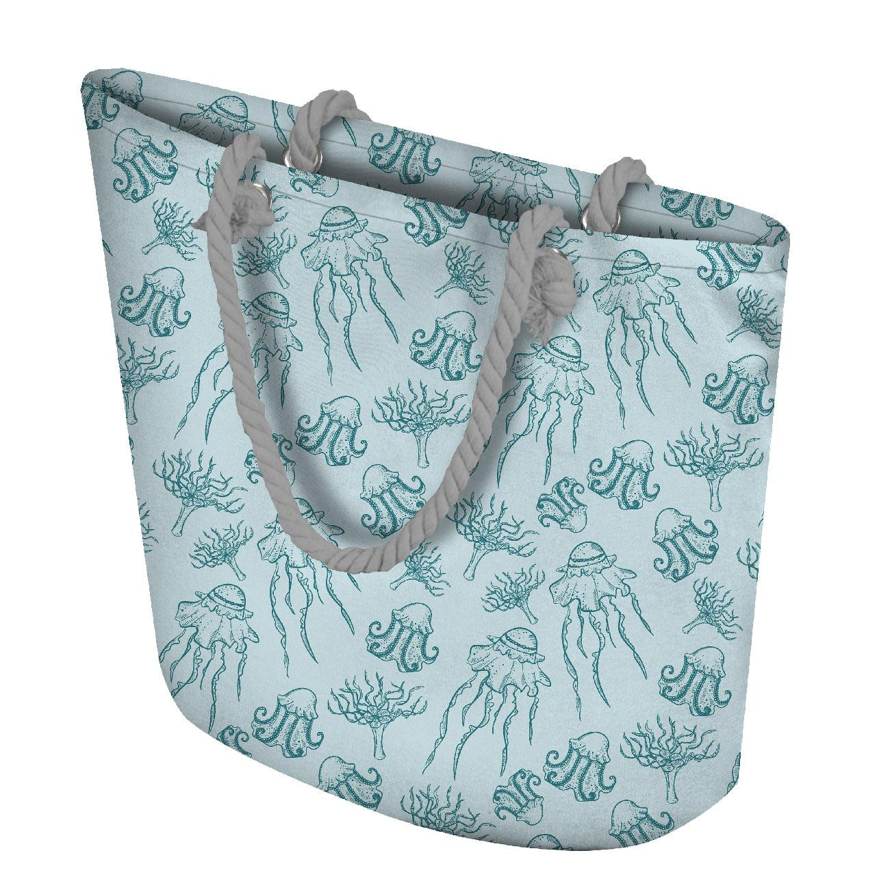 TOTE BAG - JELLYFISH AND CORALS (BLUE PLANET) - sewing set