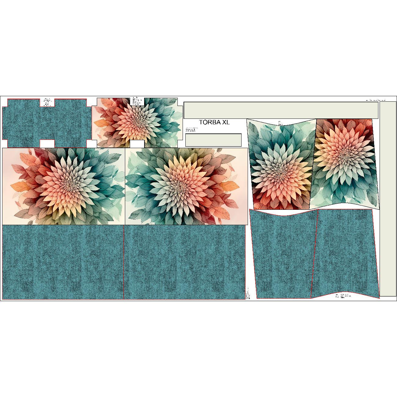 XL bag with in-bag pouch 2 in 1 - WATERCOLOR FLORAL PAT. 9 - sewing set