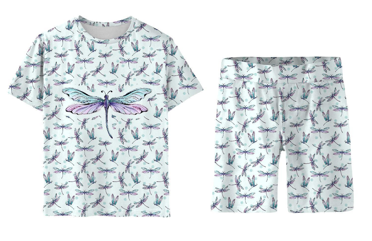 CHILDREN'S PAJAMAS "ADA" (98/104) - DRAGONFLIES pat. 2 (DRAGONFLIES AND DANDELIONS) - Bamboo Single Jersey with elastan 