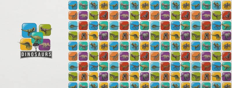 DINO TILES PAT. 2 / mint -  panel,Viscose jersey